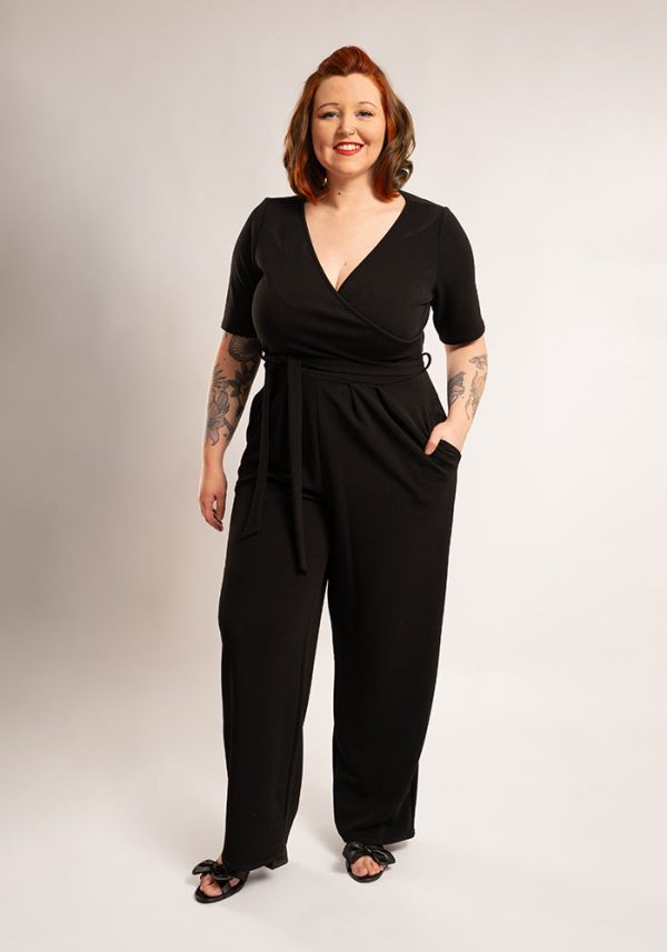 Sade Plain Black Full Length Jumpsuit Sale