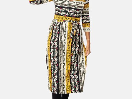 Campbell Floral Stripe Print Cotton Midi Dress Cheap