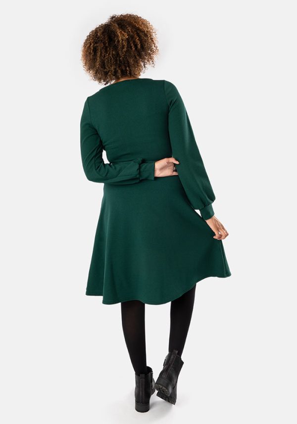 Sydney Bottle Green Wrap Neck Dress Online