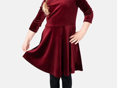 Children s Wine Velvet Dress (Elfin) Online Hot Sale