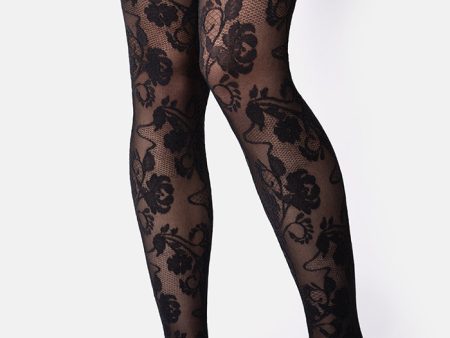 Premium Black Lace Design Tights Online Hot Sale