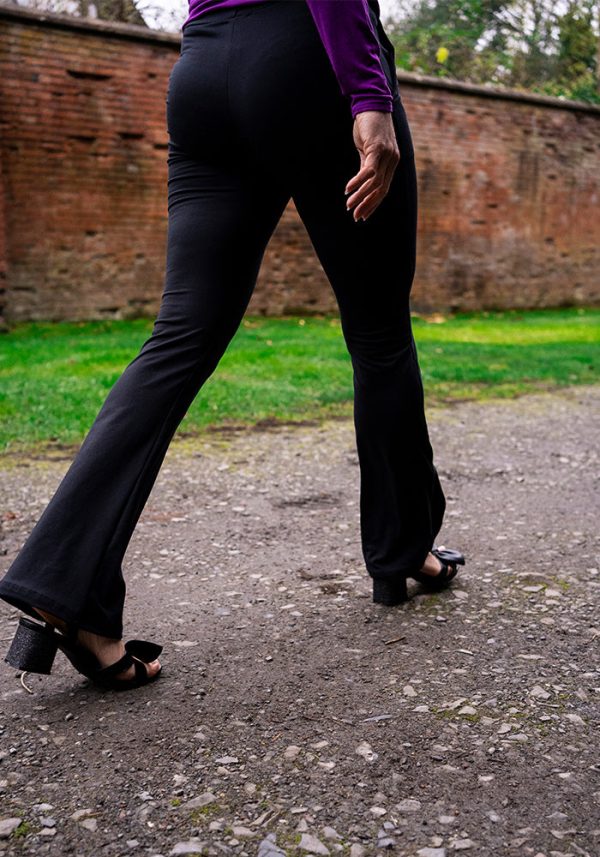 Tina Black Full Leg Flare Trousers For Sale