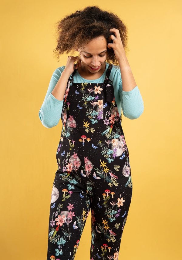 Jordan Black Botanical Moon Print Dungaree Supply