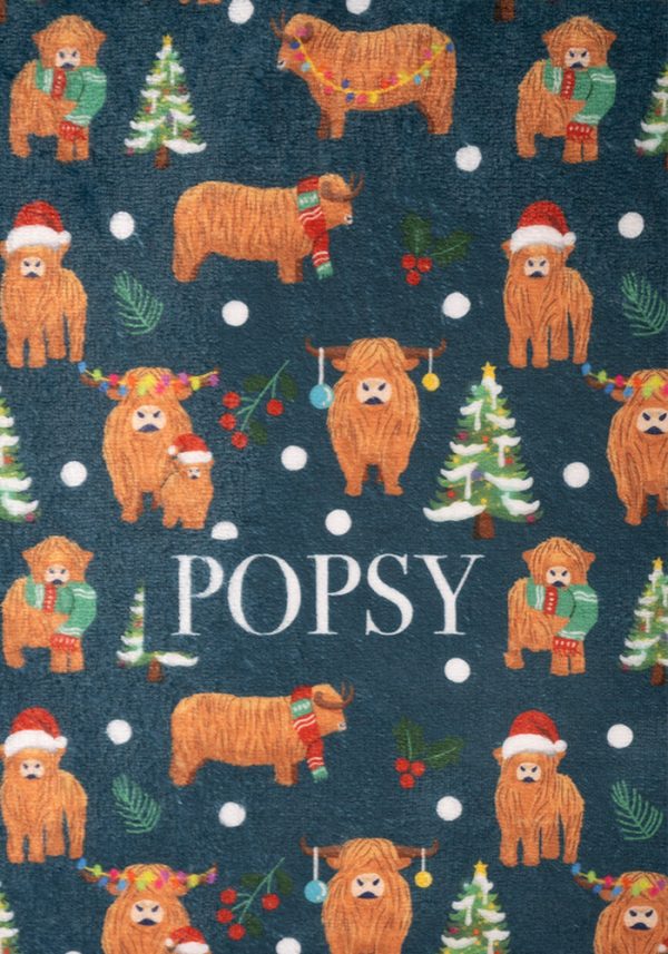 Pop-under Christmas Cows Print Plush Blanket For Cheap