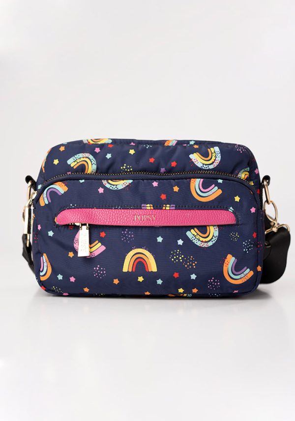 Navy Rainbow Print Cross Body Bag For Cheap