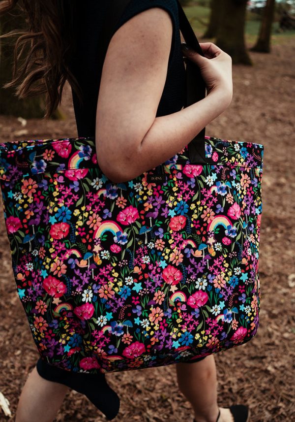 Rainbow Floral Print Beach Bag on Sale