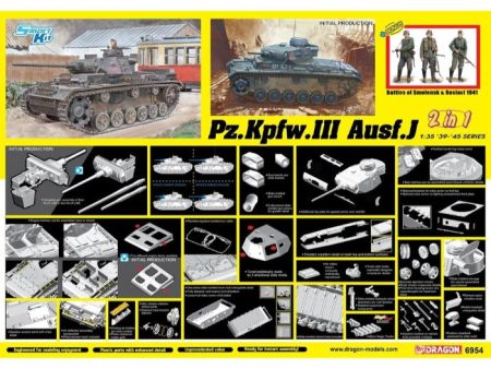 6954 1 35 Pz.Kpfw.III Ausf.J Initial Production   Early Production 2 in 1 Plastic Model Kit Online Sale