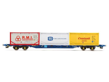 OO Tiphook KFA Container Wagon  93437 with 3 x 20 Tanktainers Contank RMI Tate and Lyle Era 11 For Discount